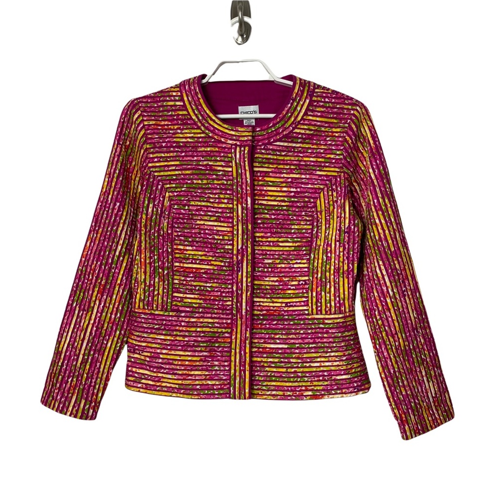 Chico's Multicolored Layered Textured Jacket Blazer - Picture 1 of 7
